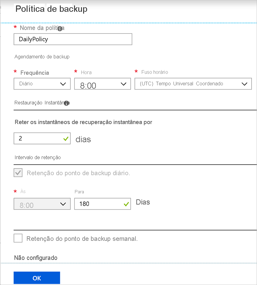 Política de backup padrão