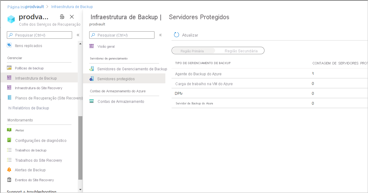 Screenshot shows the list of MARS agents installed as part of Azure Backup server installations.