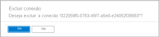 Captura de tela que mostra a página Excluir conexão.