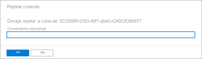 Captura de tela que mostra a página de conexão Rejeitar.