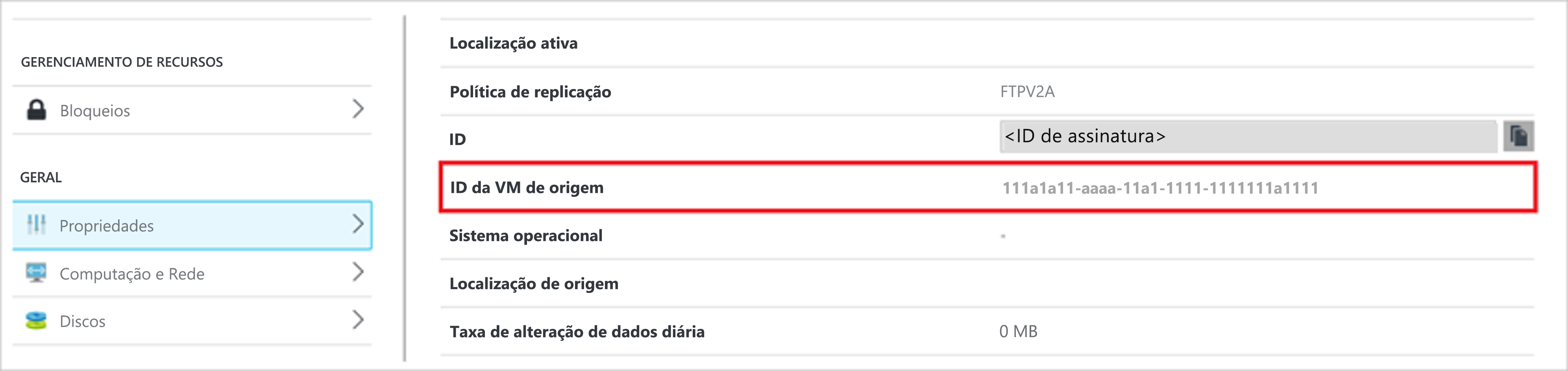 Usar o ID da VM como GUID