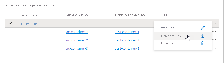 Screenshot showing how to download replication rules to a JSON file