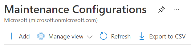 Captura de ecrã a mostrar como adicionar uma configuração de manutenção