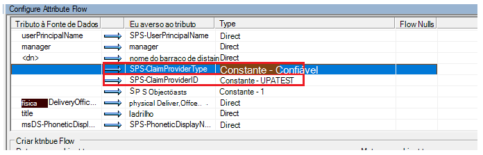 Configurar o Fluxo de Atributos.