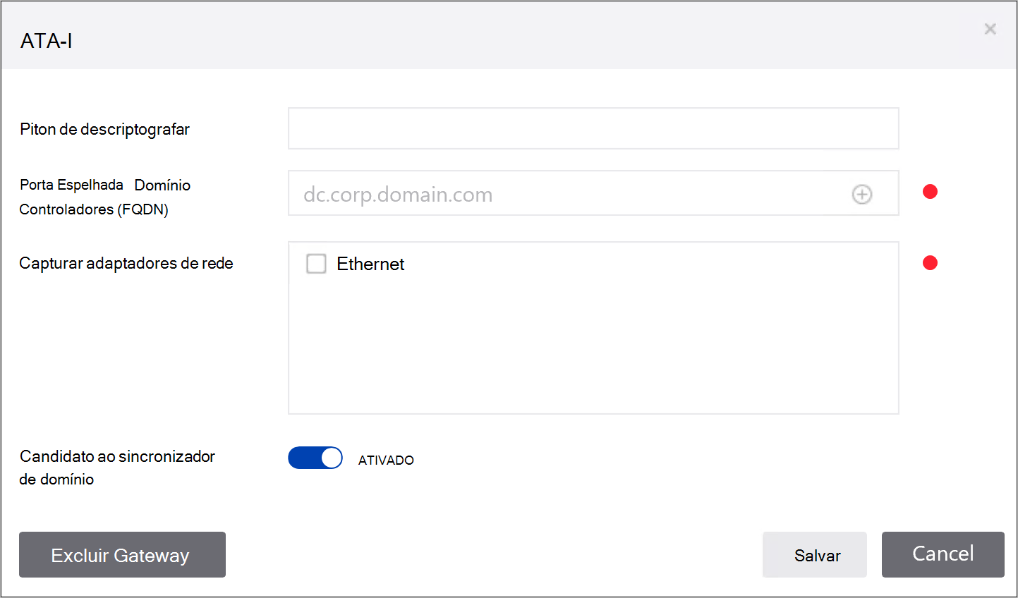 Configurar as definições do gateway fase 2.