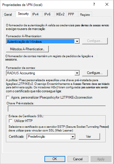 Configuração RADIUS.