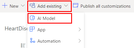 Captura de ecrã sobre como adicionar o seu modelo de IA ao AI Builder.