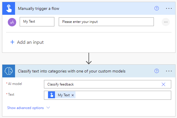 Captura de ecrã que mostra o conteúdo do modelo selecionado.