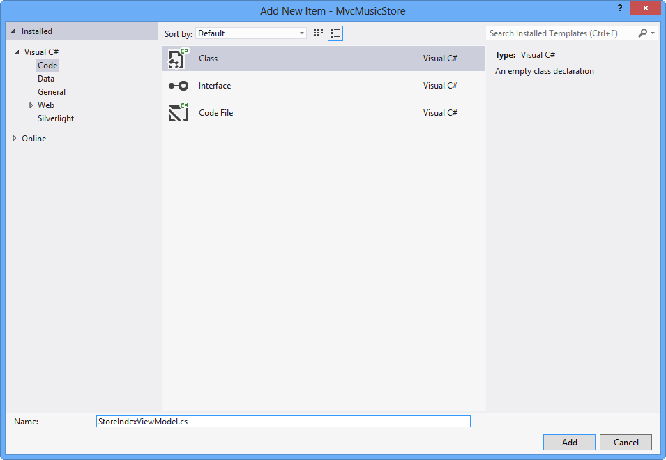 Criando a classe StoreIndexViewModel