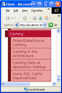 O mapa do site agora inclui entradas para os tutoriais de cache