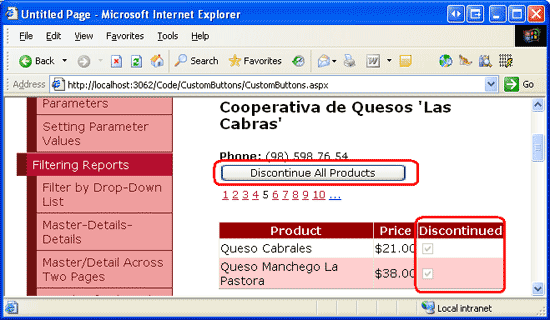 Depois de clicar no botão Descontinuar todos os produtos, os produtos do fornecedor são atualizados de acordo