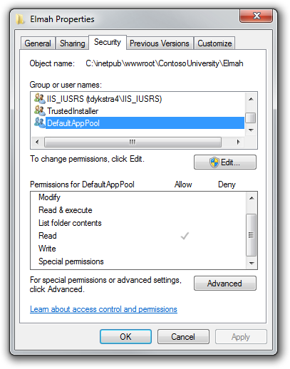Elmah_folder_Properties_Security_tab