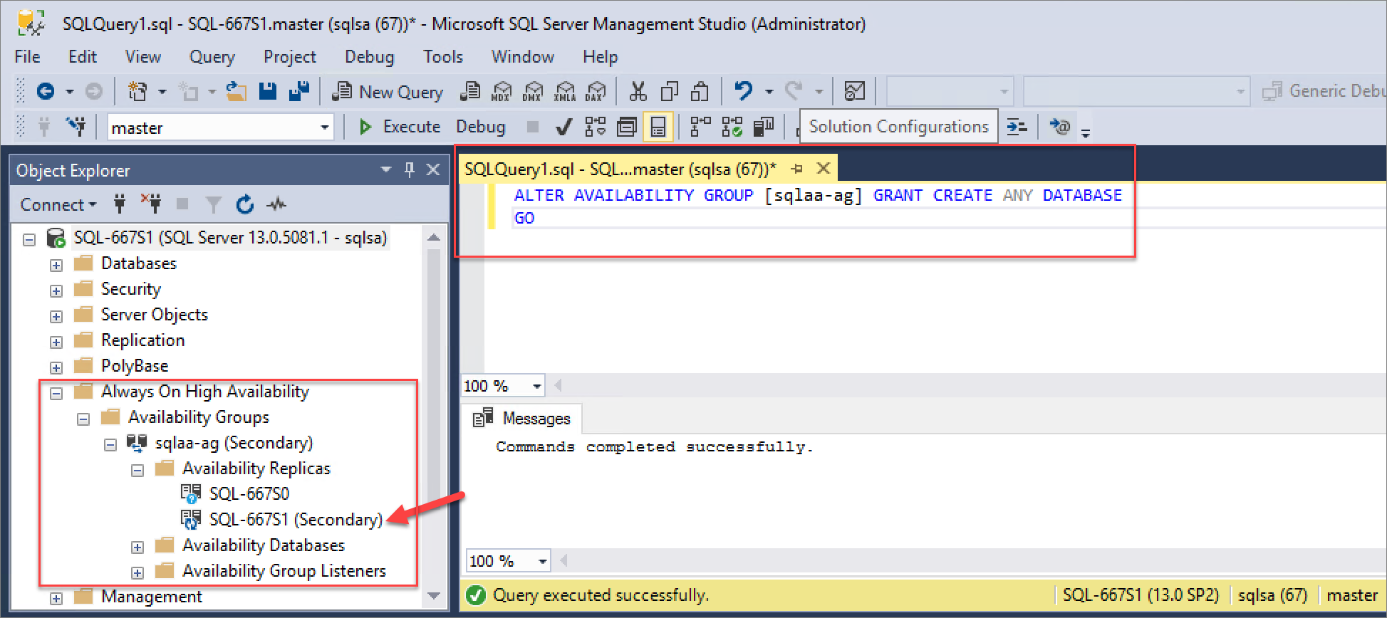 Script de instância SQL secundária