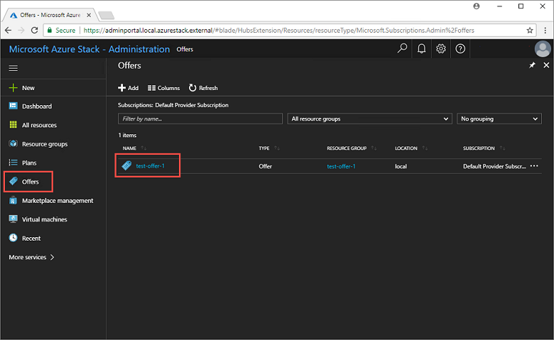 Selecione a oferta para atualizar com o plano de suplementos no portal de administrador do Azure Stack