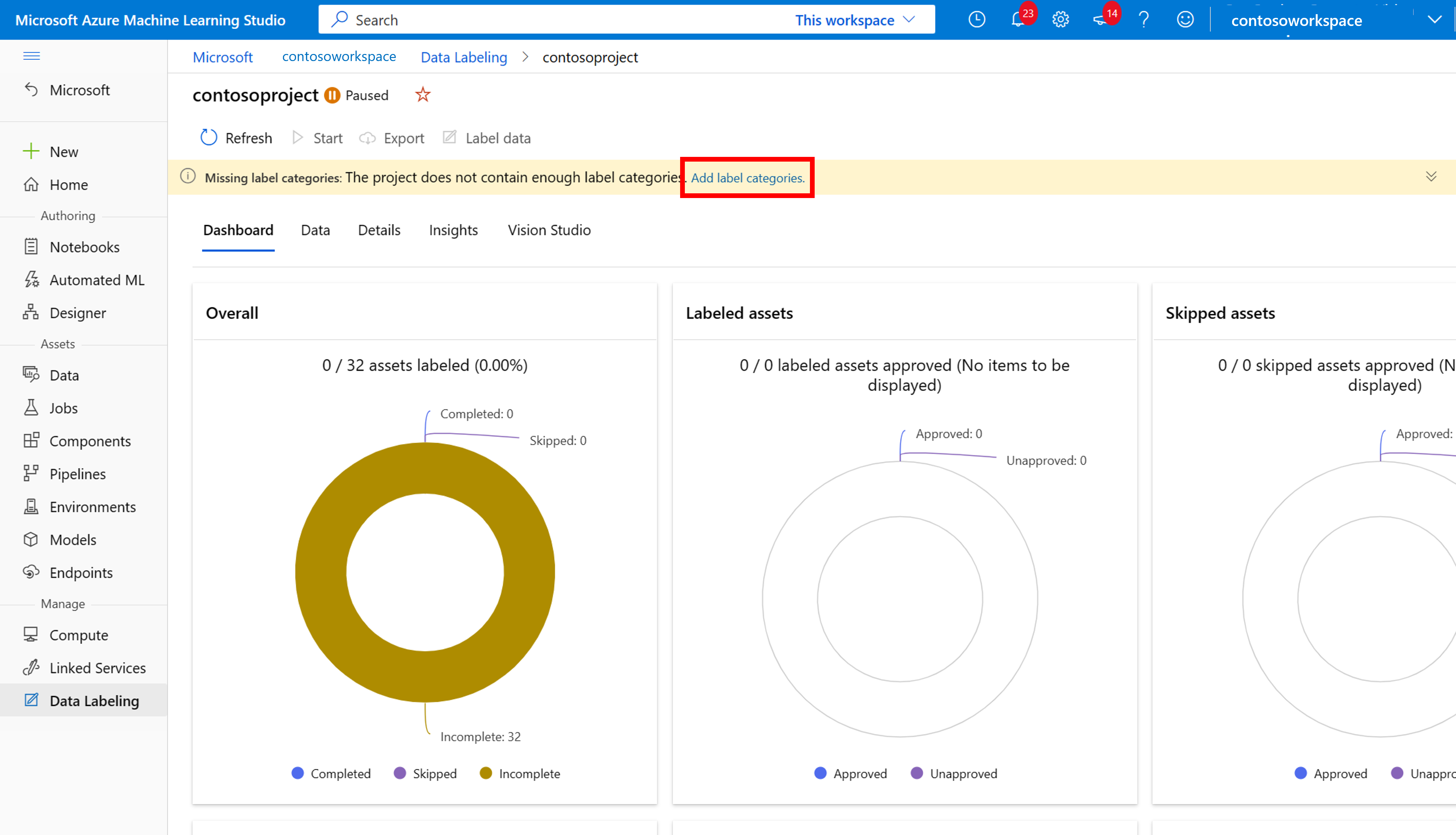 Captura de ecrã a mostrar o botão Adicionar classes de etiqueta.