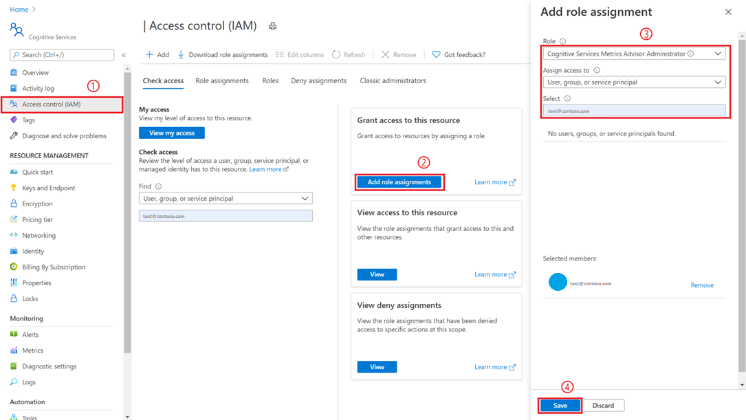 Captura de ecrã que mostra como atribuir uma função de administrador a uma função específica