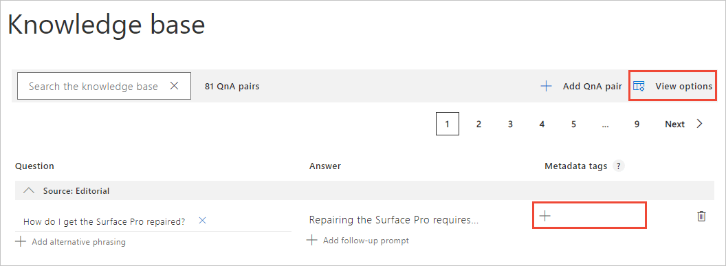 Captura de ecrã a mostrar a adição de metadados