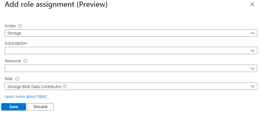 Captura de tela: adicione a página de atribuições de função no portal do Azure.