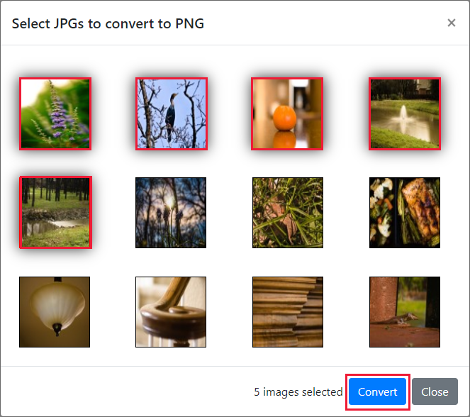 Converter as primeiras cinco imagens