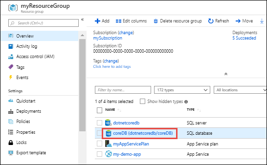 Navegue até a página do grupo de recursos para dimensionar seu aplicativo do Azure