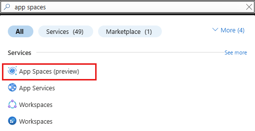 Captura de ecrã do Espaço da Aplicação no portal do Azure.