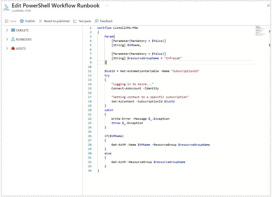 Fluxo de trabalho do PowerShell de automação