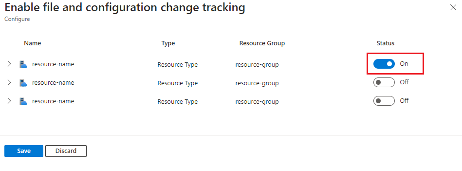 Captura de ecrã que mostra a interface de utilizador Ativar Análise de Alterações (clássica).