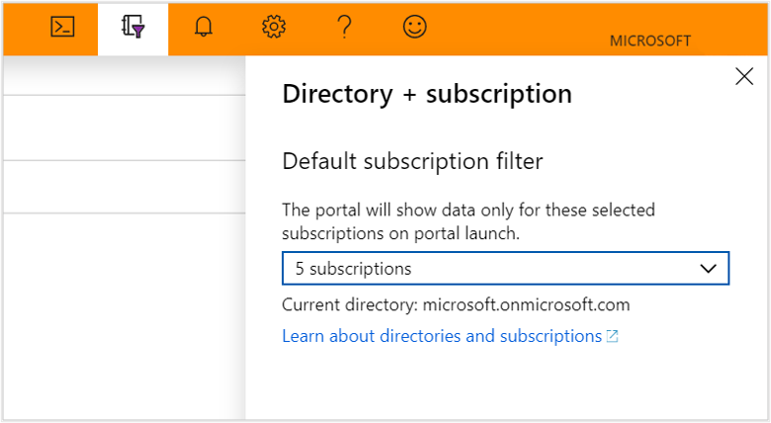 Captura de ecrã a mostrar a seleção de um filtro de subscrição.