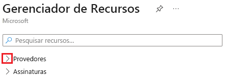 Captura de ecrã a mostrar a expansão da secção Fornecedores no Azure Resource Explorer.