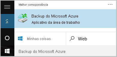 A captura de tela mostra como iniciar o agente dos Serviços de Recuperação do Azure.