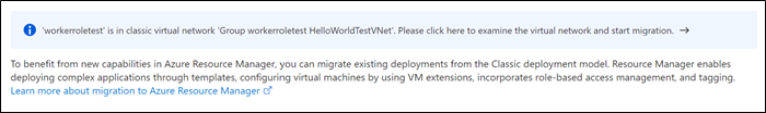 A imagem mostra como mover um clássico da rede virtual no portal do Azure.