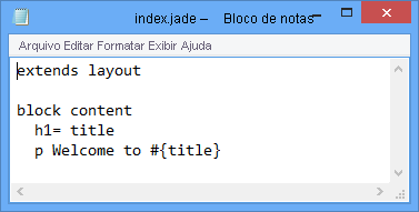 O conteúdo do arquivo index.jade.