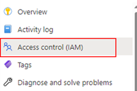 Captura de ecrã da opção Controlo de acesso no menu de navegação de recursos.