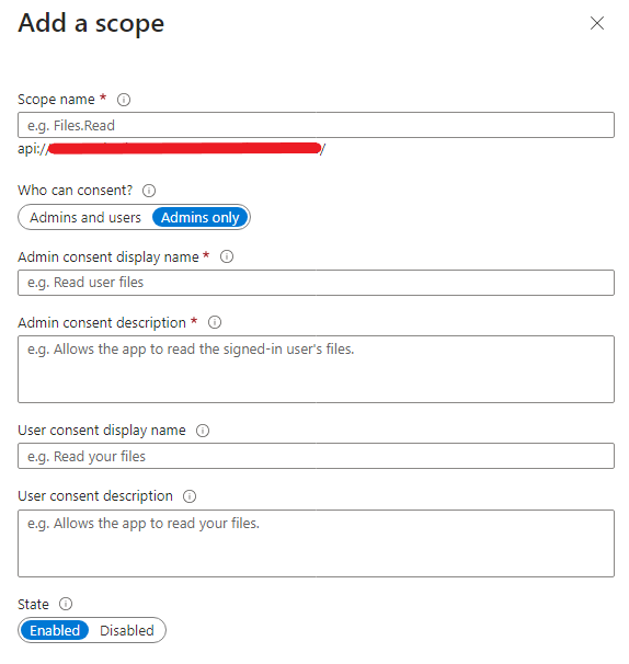 Adicionar um modo de exibição deslizante de configuração de escopo