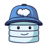 Ilustração da mascote do construtor de API de Dados, que é uma base de dados com um chapéu de construção com um logótipo da cloud.