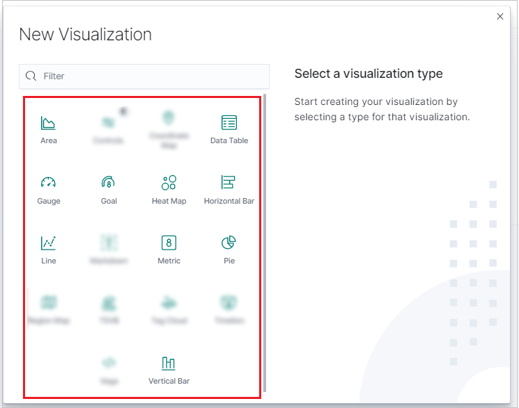 Captura de ecrã a mostrar a seleção de um tipo de visualização.