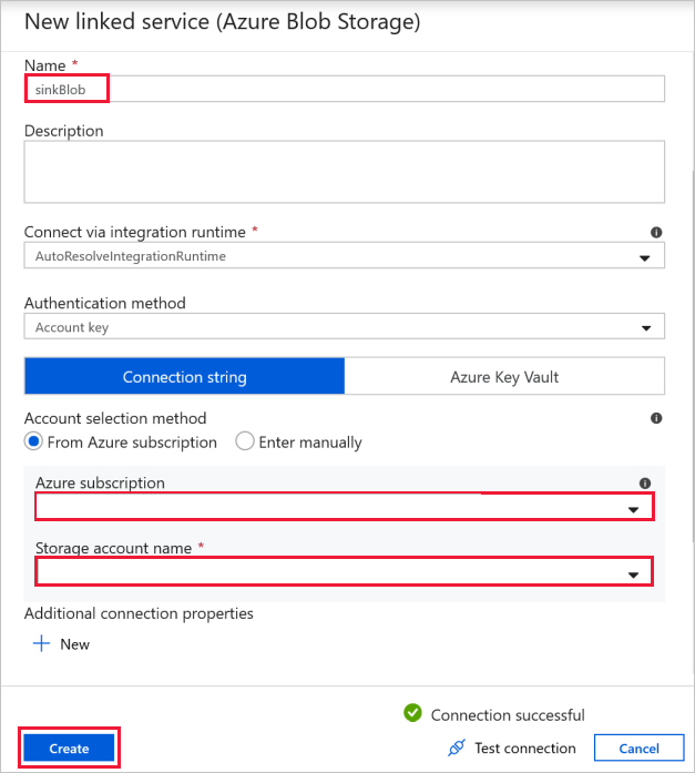 Blob de armazenamento do coletor como um novo serviço vinculado