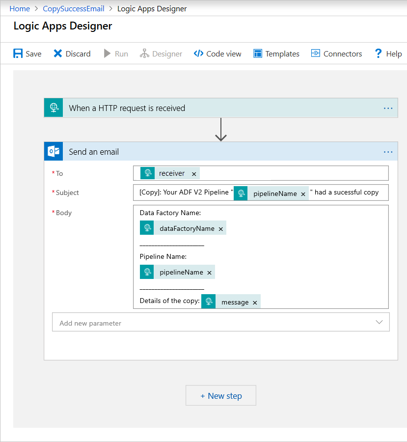 Designer de fluxo de trabalho com a ação chamada Enviar um e-mail.