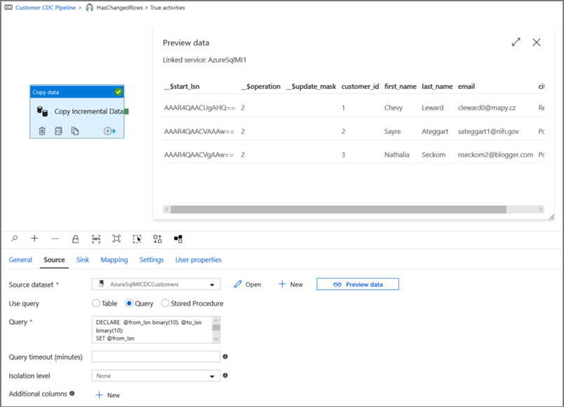 A captura de tela mostra a visualização para verificar a consulta.