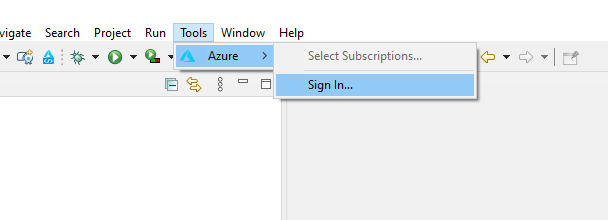 Entre no Azure no Eclipse IDE.