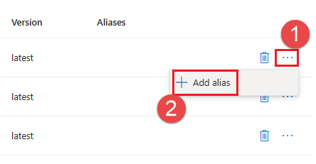 Captura de tela da opção de menu adicionar alias.