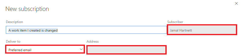 Captura de ecrã do endereço de e-mail preferido.