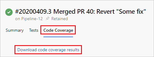 Veja e transfira os resultados no separador Cobertura de código.