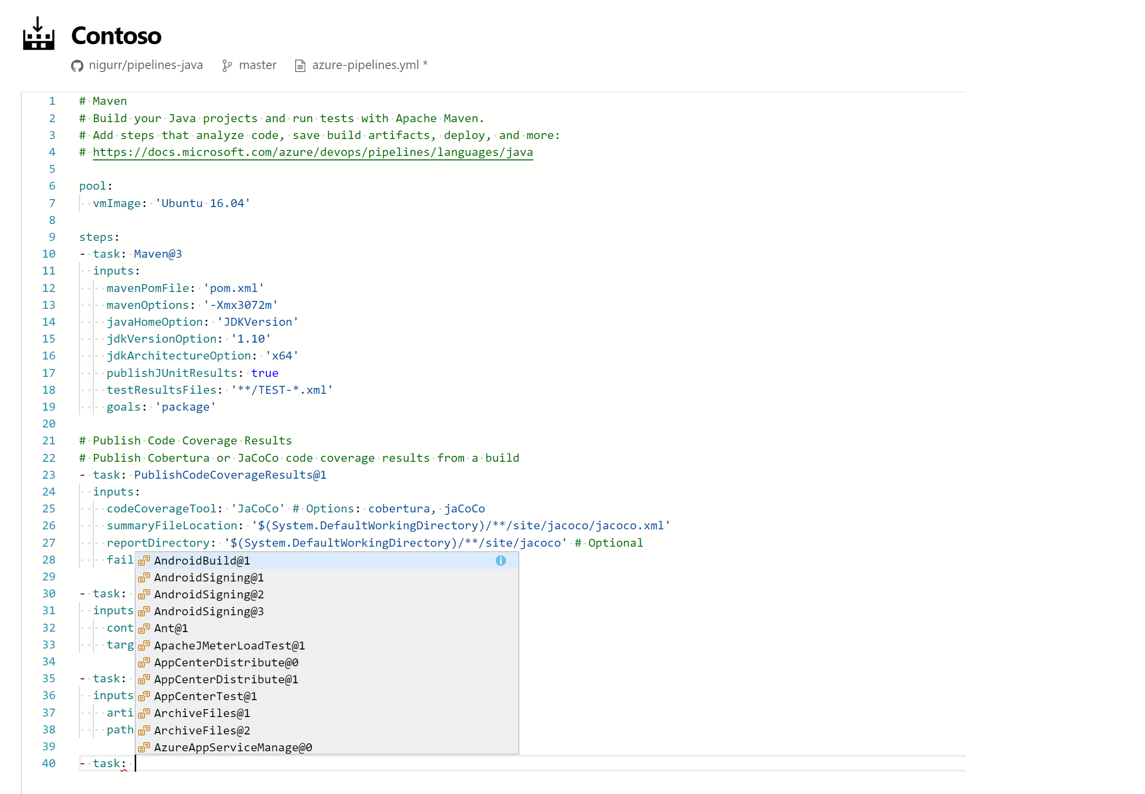 Editor Web para pipelines YAML.