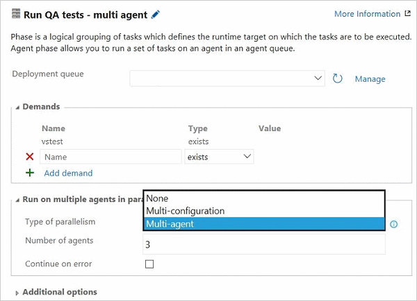 Executar testes usando as fases do agente