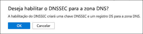 Captura de ecrã a mostrar a confirmação da assinatura DNSSEC.