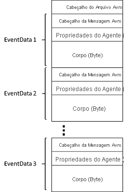 Diagrama mostrando a estrutura dos dados Avro capturados.