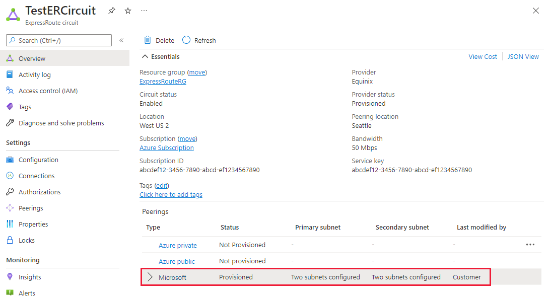 Captura de ecrã a mostrar como visualizar as propriedades de emparelhamento da Microsoft.