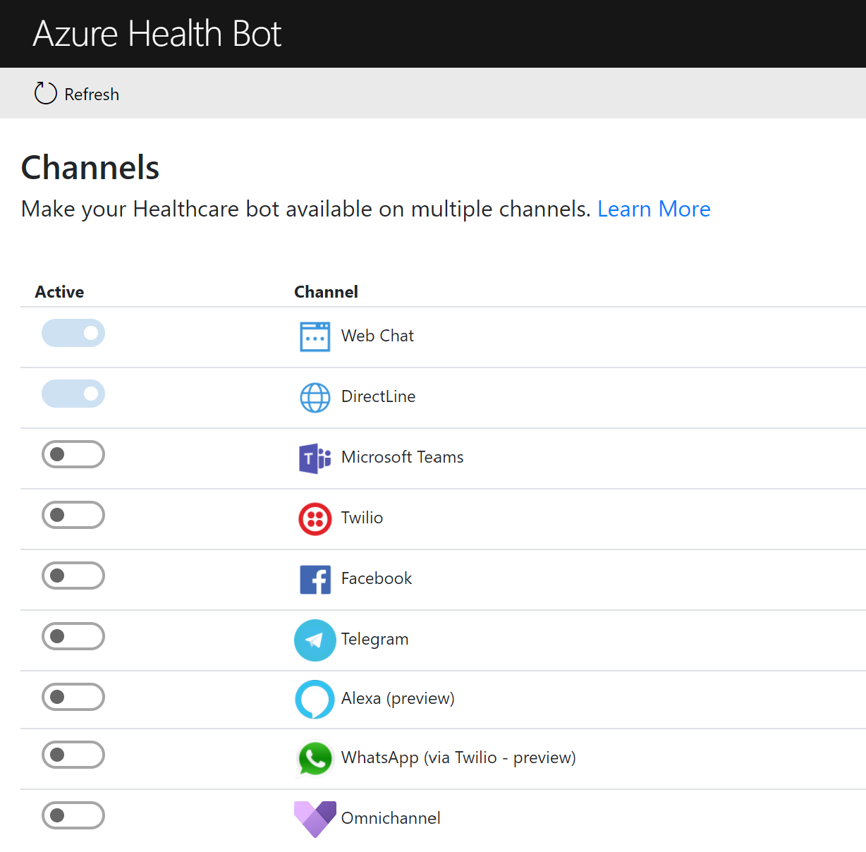 Screenshot of Omnichannel settings