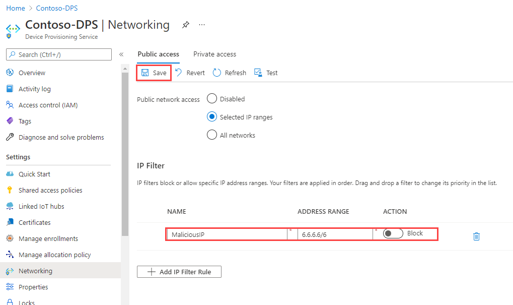 After selecting Add an IP Filter rule.